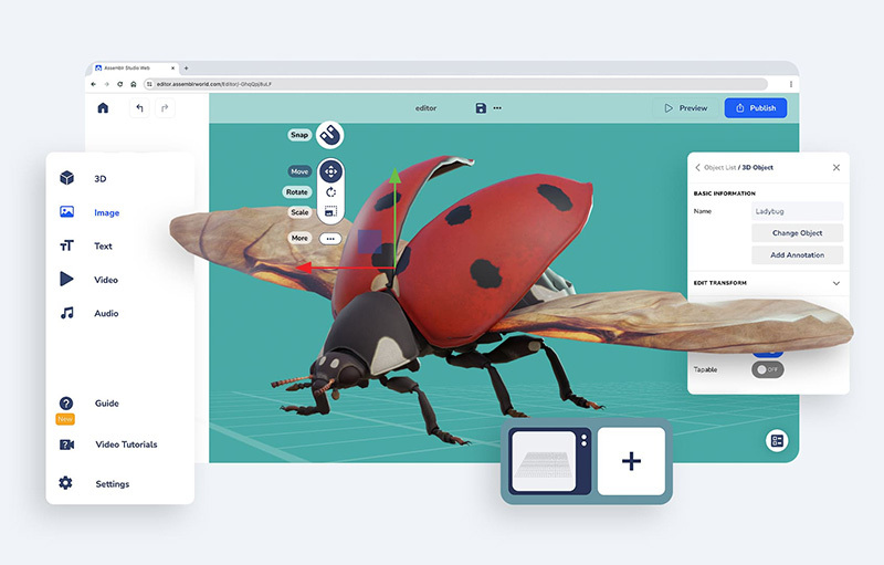 Assemblr Studio is a creative platform that allows users to design, edit, and share interactive 3D, and AR content without requiring coding skills. It provides intuitive tools for creating engaging and immersive experiences, from presentations to creative projects, making it accessible to both beginners and professionals.