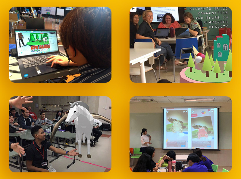 "Teacher using Assemblr EDU in the classroom, engaging students with interactive 3D models and AR experiences to enhance learning and participation."